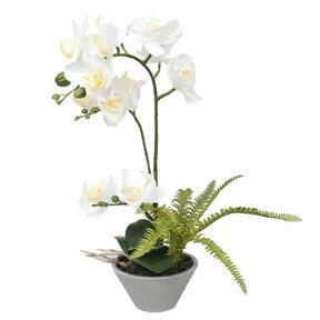 Artificial Orchid white with fern 43 cm