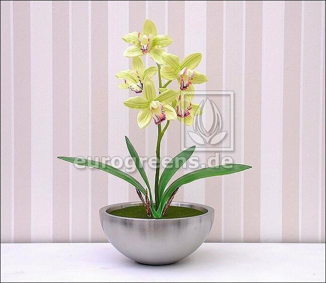 Umelá rastlina Orchidea Cymbidium svetlozelená 50 cm