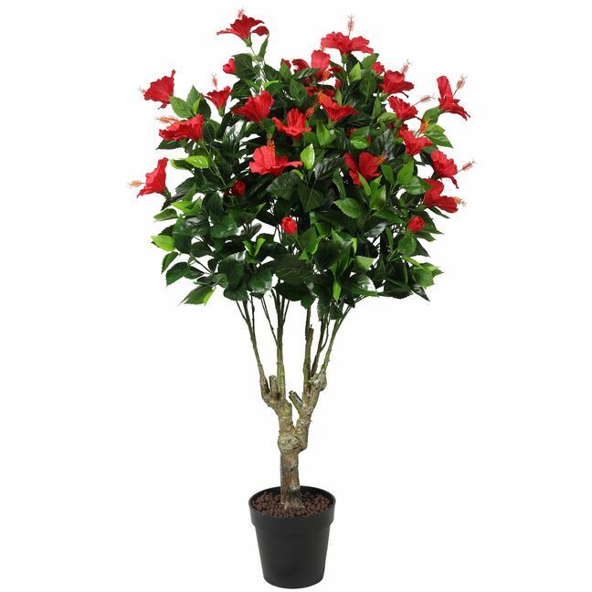 Artificial red hibiscus 135 cm