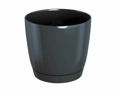 Flowerpot COUBI ROUND P with a bowl of graphite 10cm