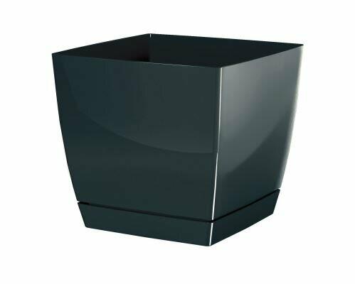 Flowerpot COUBI SQUARE P with a bowl of graphite 10cm
