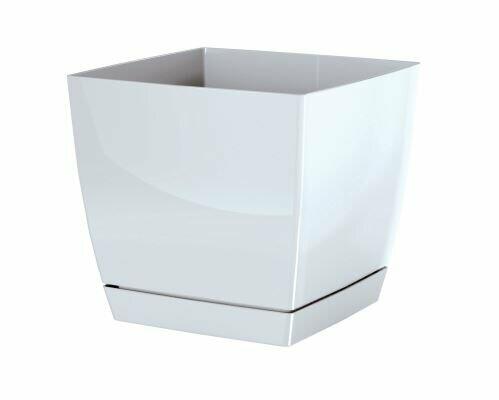 Flowerpot COUBI SQUARE P with a bowl white 18cm