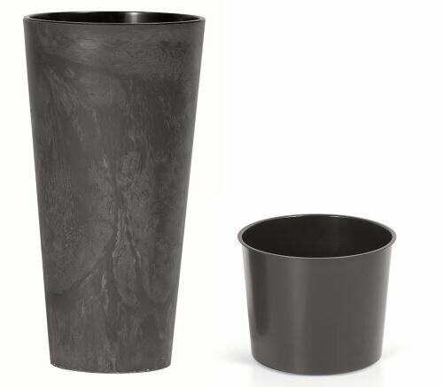 Květináč TUBUS SLIM EFFECT + vklad antracit 30 cm