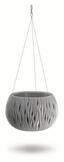 Flowerpot with insert and steel. cable SANDY BOWL WS gray stone 23.8 cm