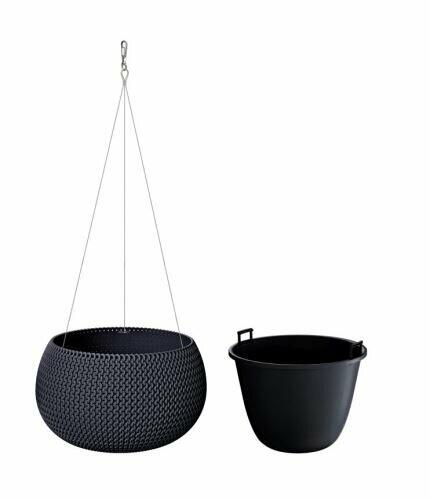 Flowerpot with insert and steel. cable SPLOFY BOWL WS anthracite 37cm