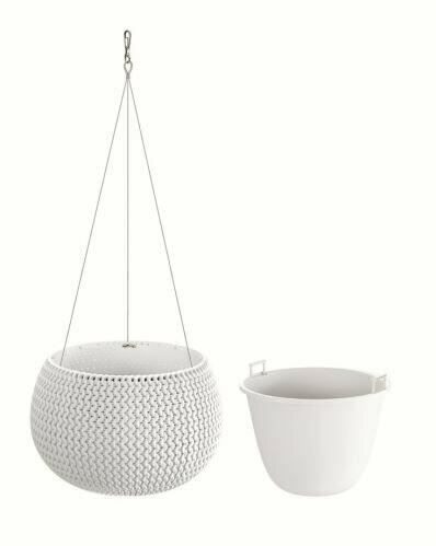 Flowerpot with insert and steel. cable SPLOFY BOWL WS white 23.9 cm