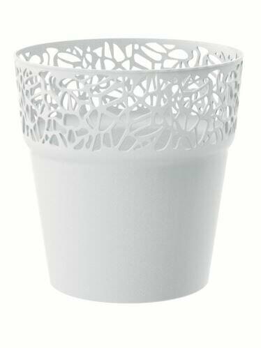 Flowerpot with lace NATURO white 14.5 cm